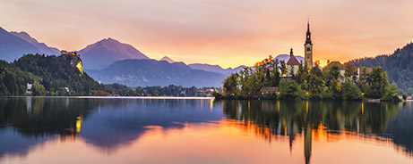 Isla de Bled en el lago Bled, Eslovenia